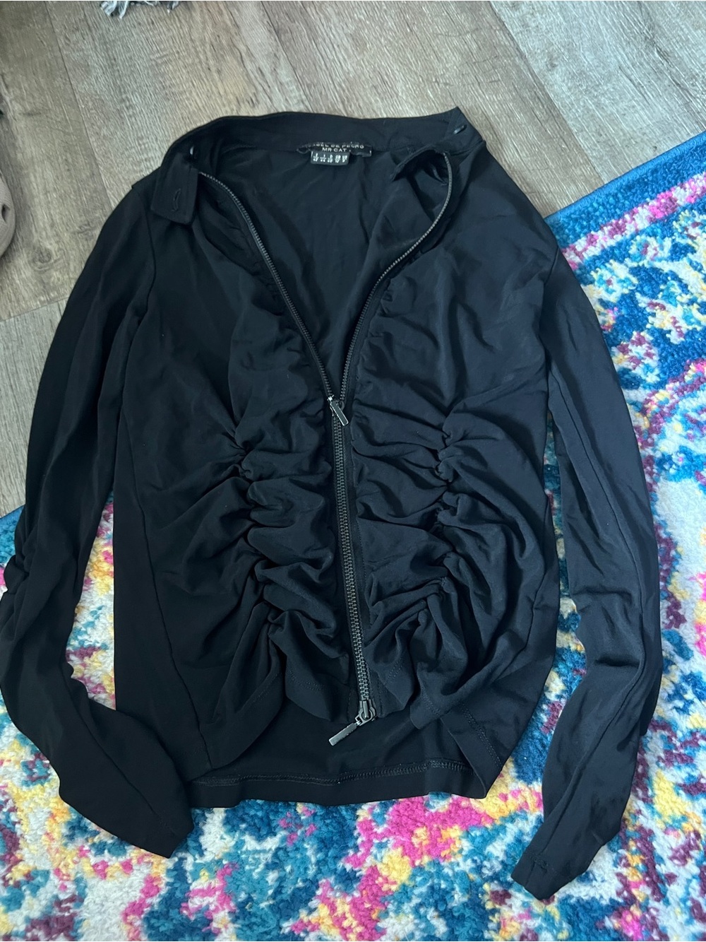 Isabel de Pedro Women's Black Ruched Zip-Front Jacket